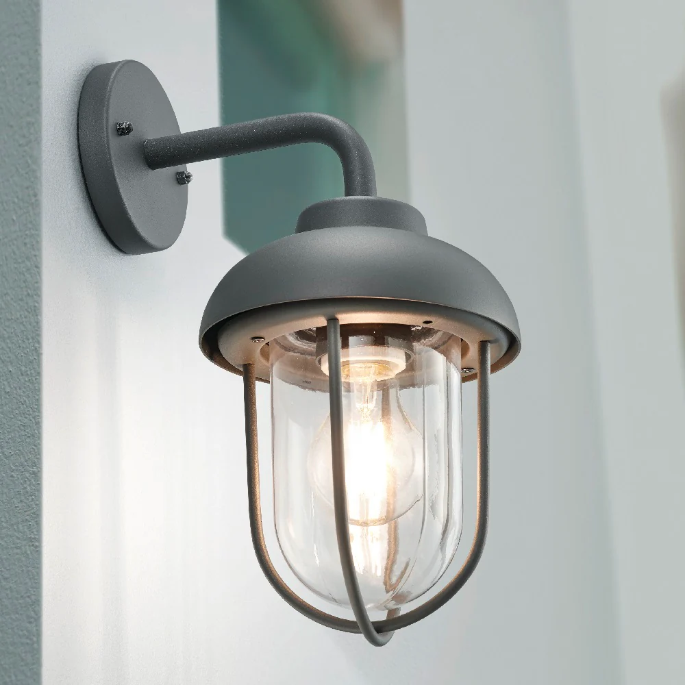Britalia BR202760142 Anthracite Outdoor Vintage Swan Neck Down Lantern Wall Light IP44 - Image 2