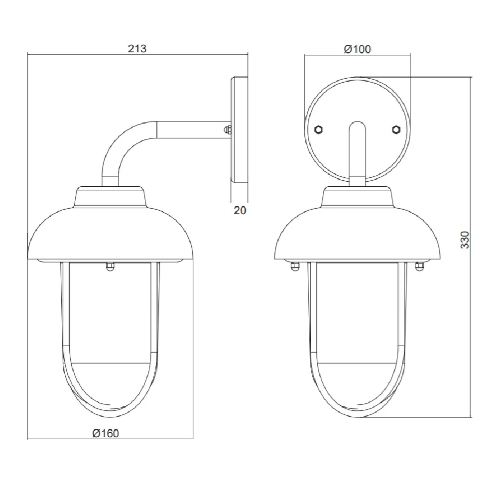 Britalia BR202760142 Anthracite Outdoor Vintage Swan Neck Down Lantern Wall Light IP44 - Image 3