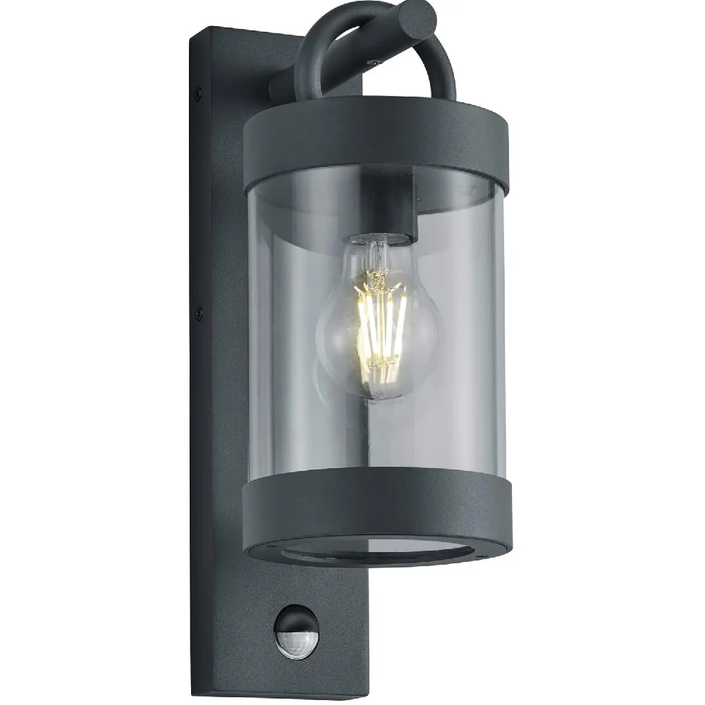 Anthracite Outdoor Vintage Down Lantern Motion Sensor Wall Light IP44
