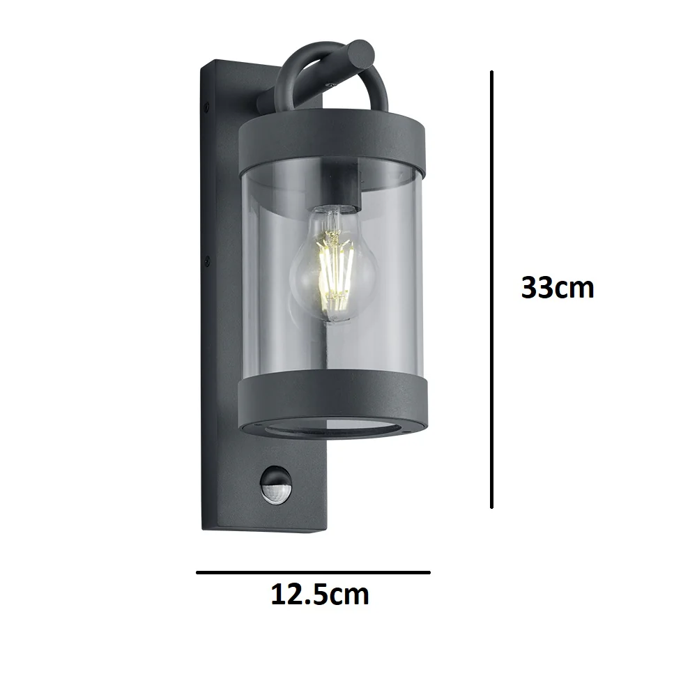 Anthracite Outdoor Vintage Down Lantern Motion Sensor Wall Light IP44 - Image 5