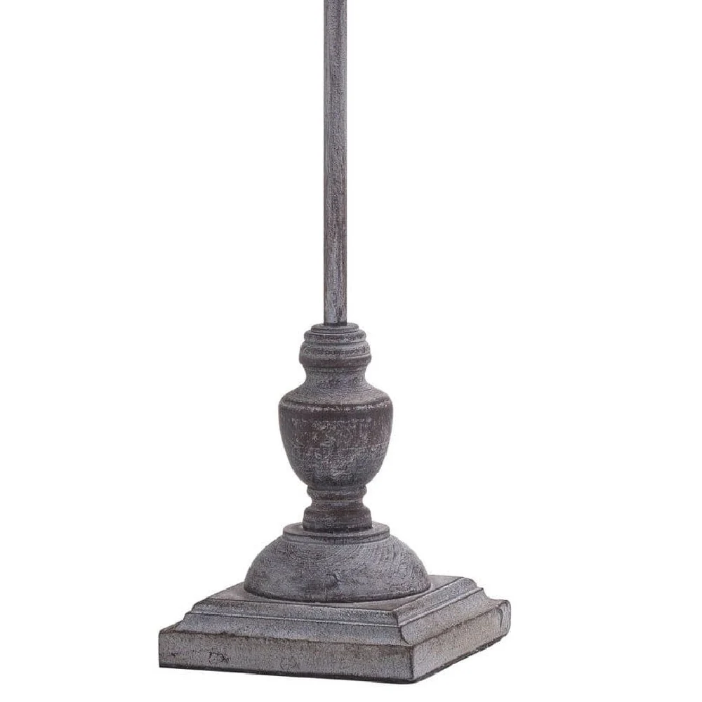 Britalia BR21285 Grey Washed Wood Vintage Rustic Candlestick Table Lamp with Linen Shade 59cm - Image 3