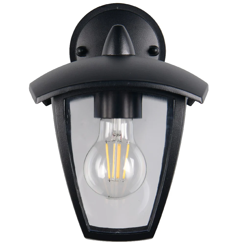 Black and Clear Outdoor Modern Down Lantern Wall Light IP44 - Image 2