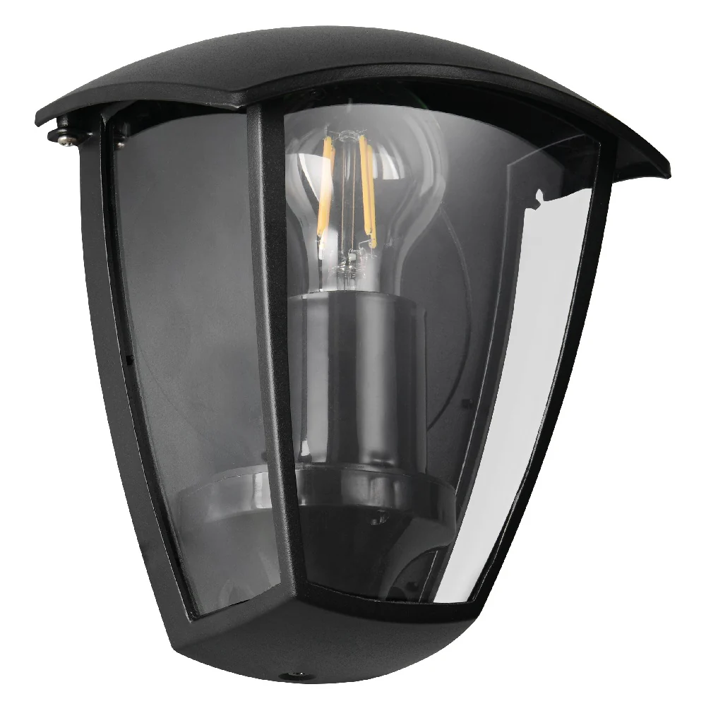 Black Outdoor Modern Flush Half Lantern Wall Light IP44