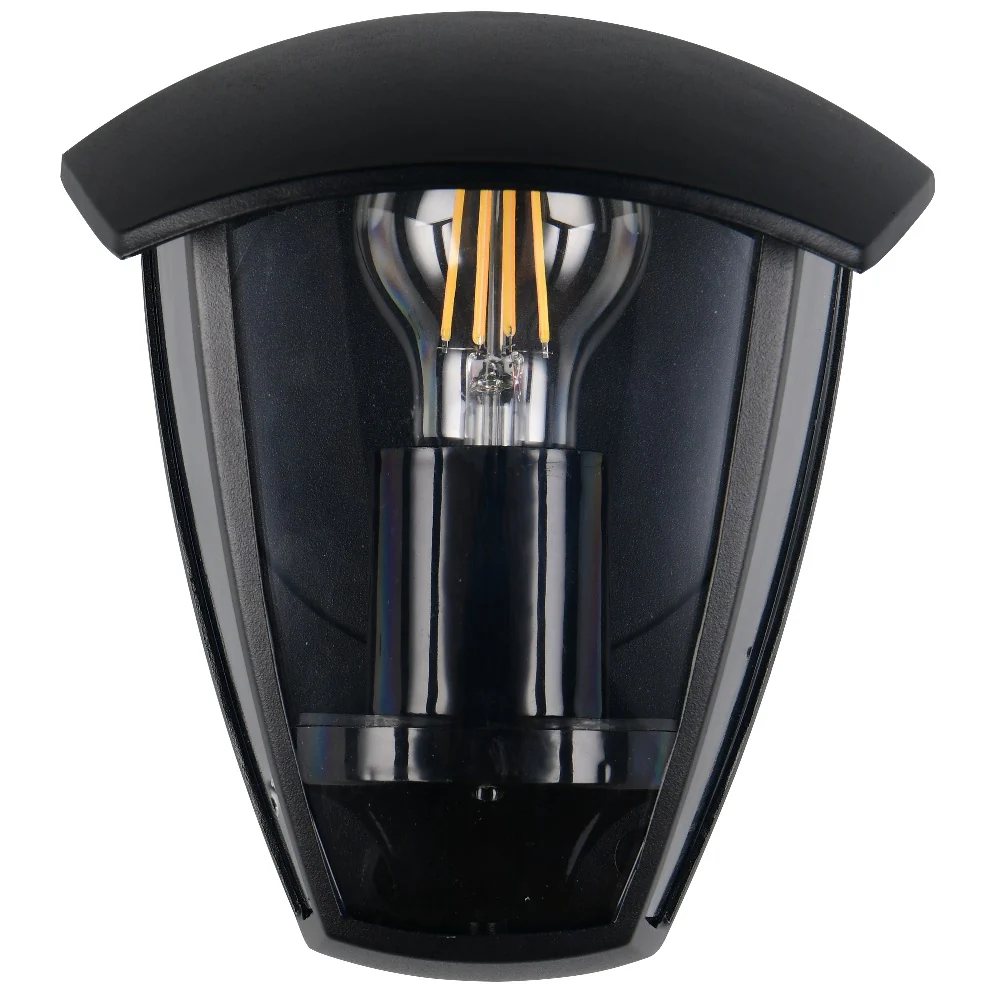 Black Outdoor Modern Flush Half Lantern Wall Light IP44 - Image 2