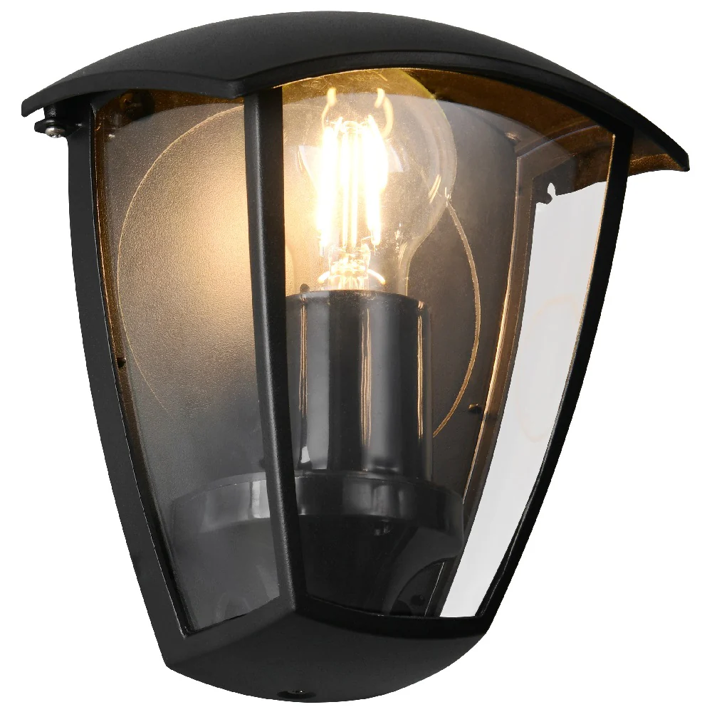 Black Outdoor Modern Flush Half Lantern Wall Light IP44 - Image 3