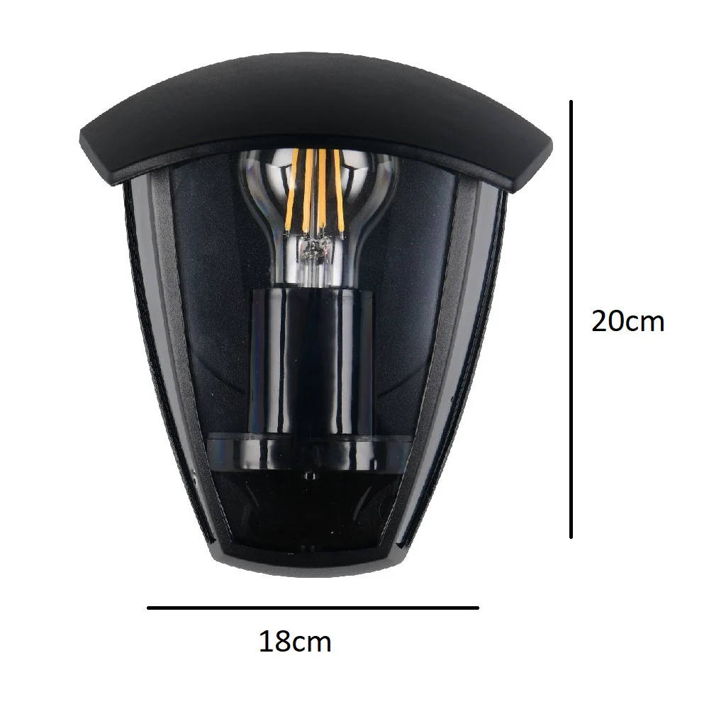 Black Outdoor Modern Flush Half Lantern Wall Light IP44 - Image 4