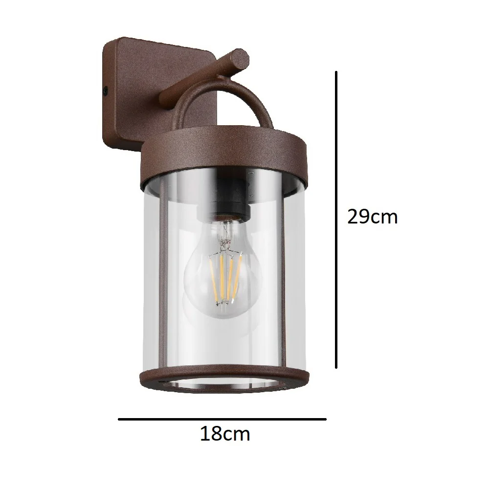 Antique Rust Outdoor Vintage Down Lantern Wall Light 28cm - Image 4