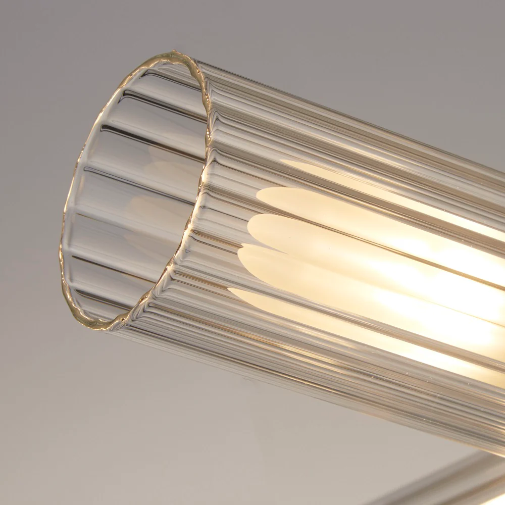 Matt Black & Ribbed Glass Bathroom Vintage 4 Lamp Ceiling Light IP44 - Image 3