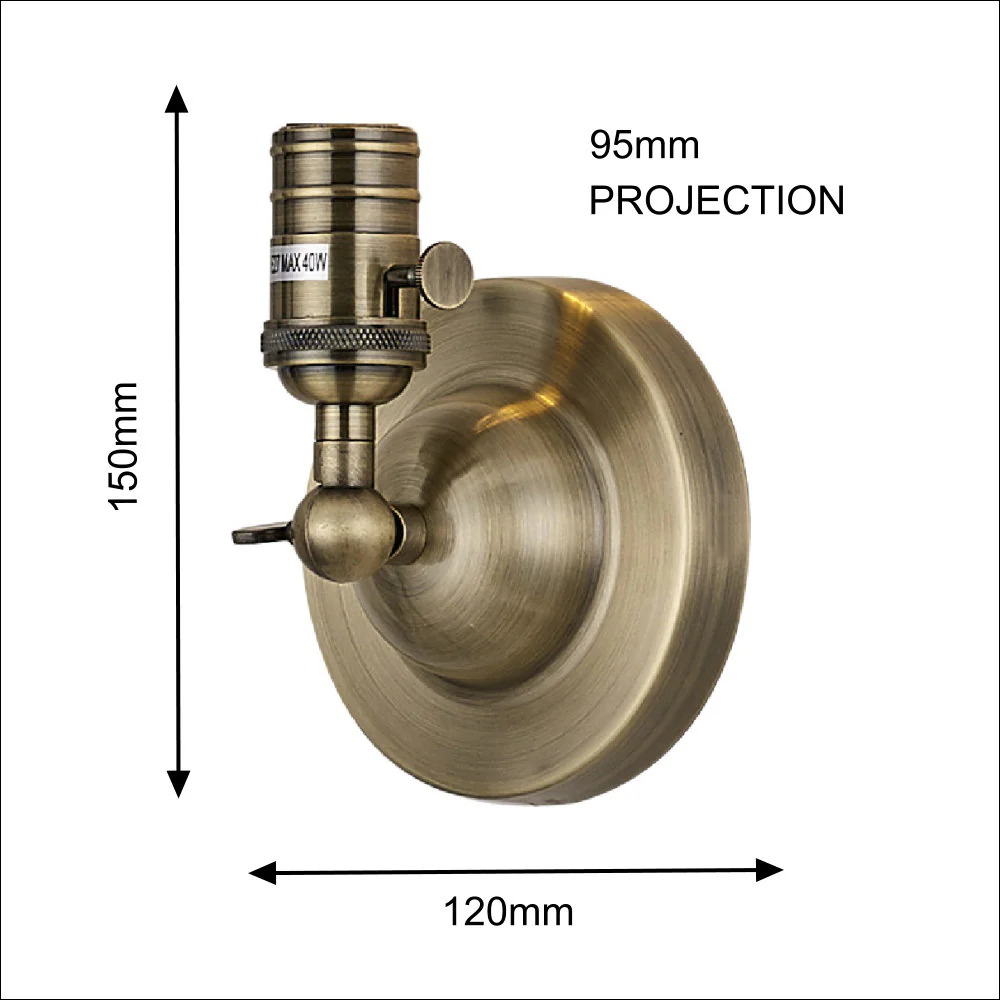 Britalia BR3023AB Antique Brass Vintage Retro Wall Light Bracket - Image 4