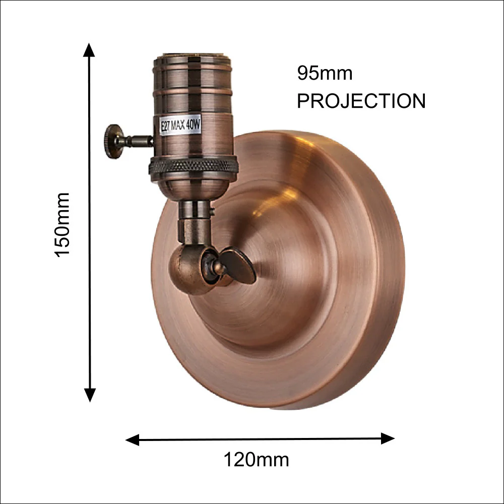 Britalia BR3023COP Copper Vintage Retro Wall Light Bracket - Image 4
