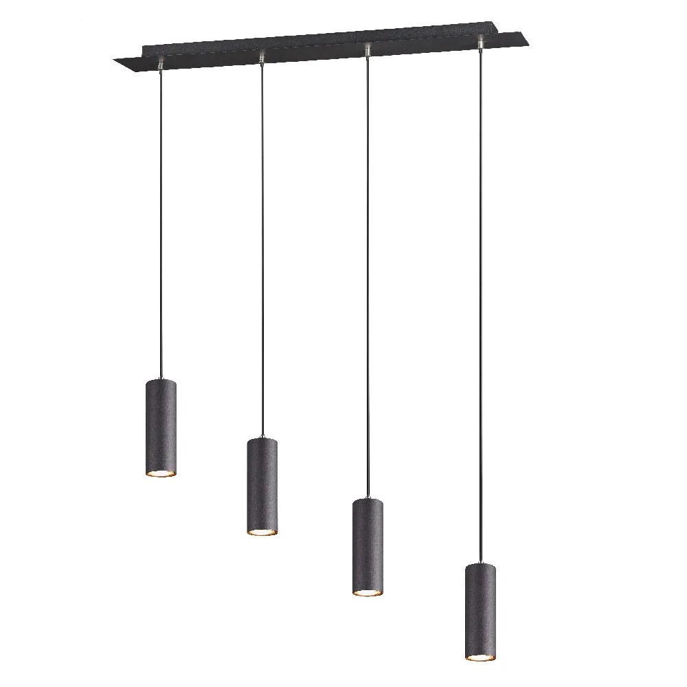 Britalia BR312400432 Matt Black Modern 4 Lamp Cylindrical Spot Bar Pendant Light - Image 2