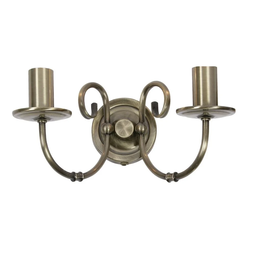 Antique Brass Twin Lamp Vintage Traditional Wall Light with Pull Switch - 300mm - Image 3