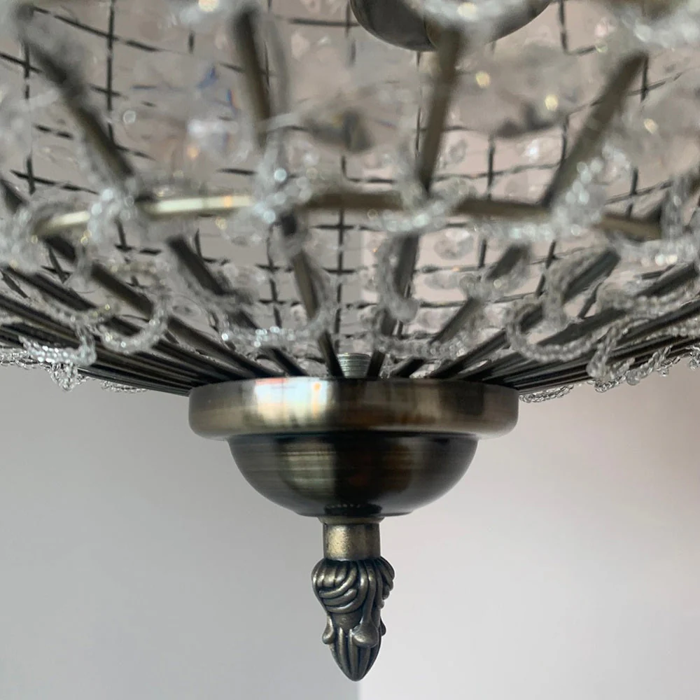 Britalia BR4530/45 AB Antique Brass & Faceted Crystal Vintage Round Globe Pendant 45cm - Image 3