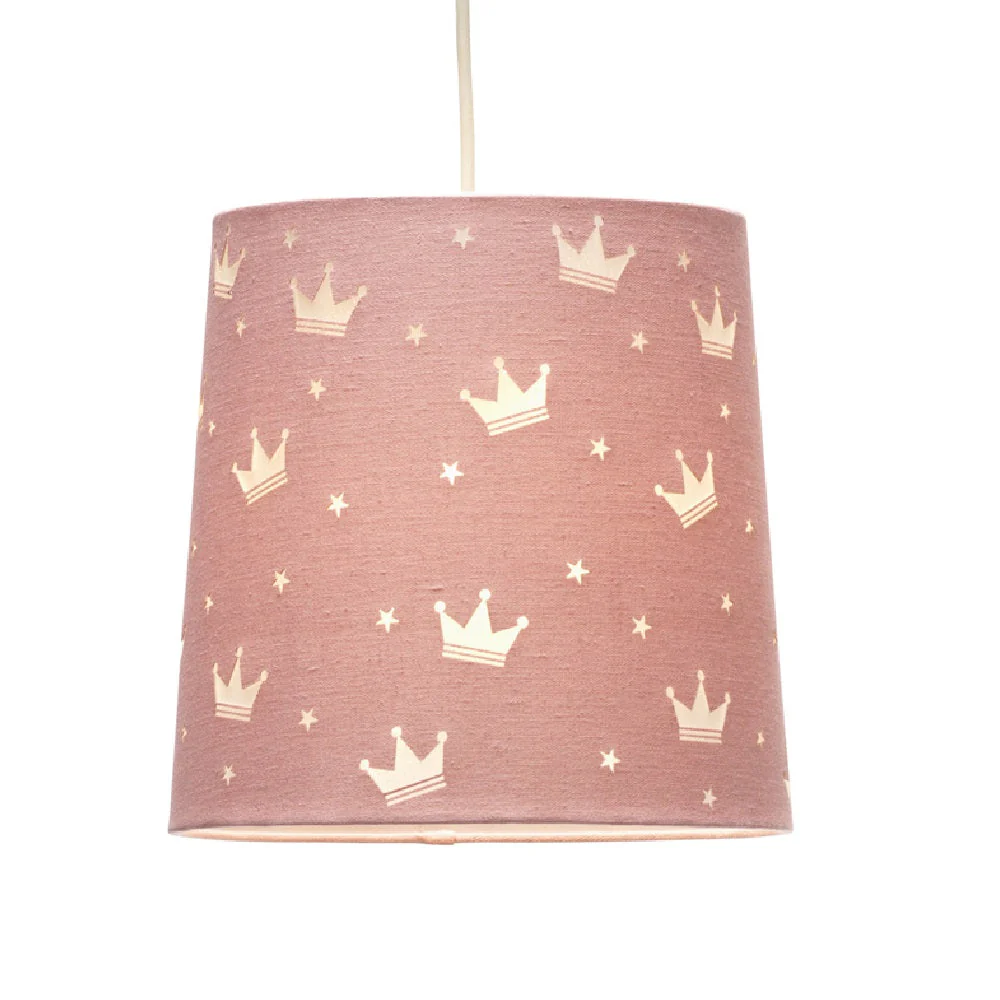 Britalia BR470 PI Pink Princess Crown Design Easy Fit Kids Pendant Shade 23cm