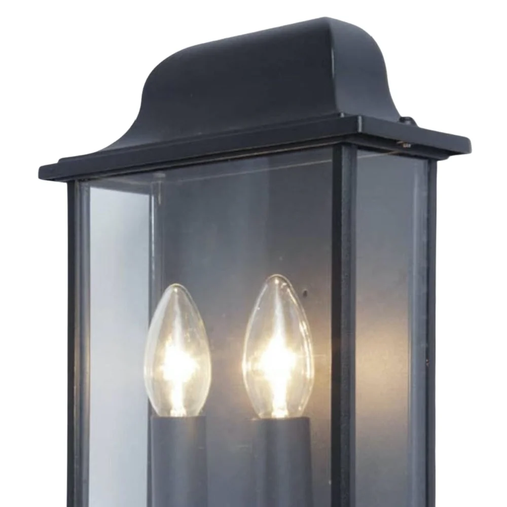 Britalia BR5029601425 Black Outdoor Vintage Flush Coach Lantern 2 Lamp Wall Light - Image 2