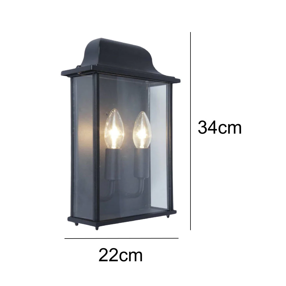 Britalia BR5029601425 Black Outdoor Vintage Flush Coach Lantern 2 Lamp Wall Light - Image 5