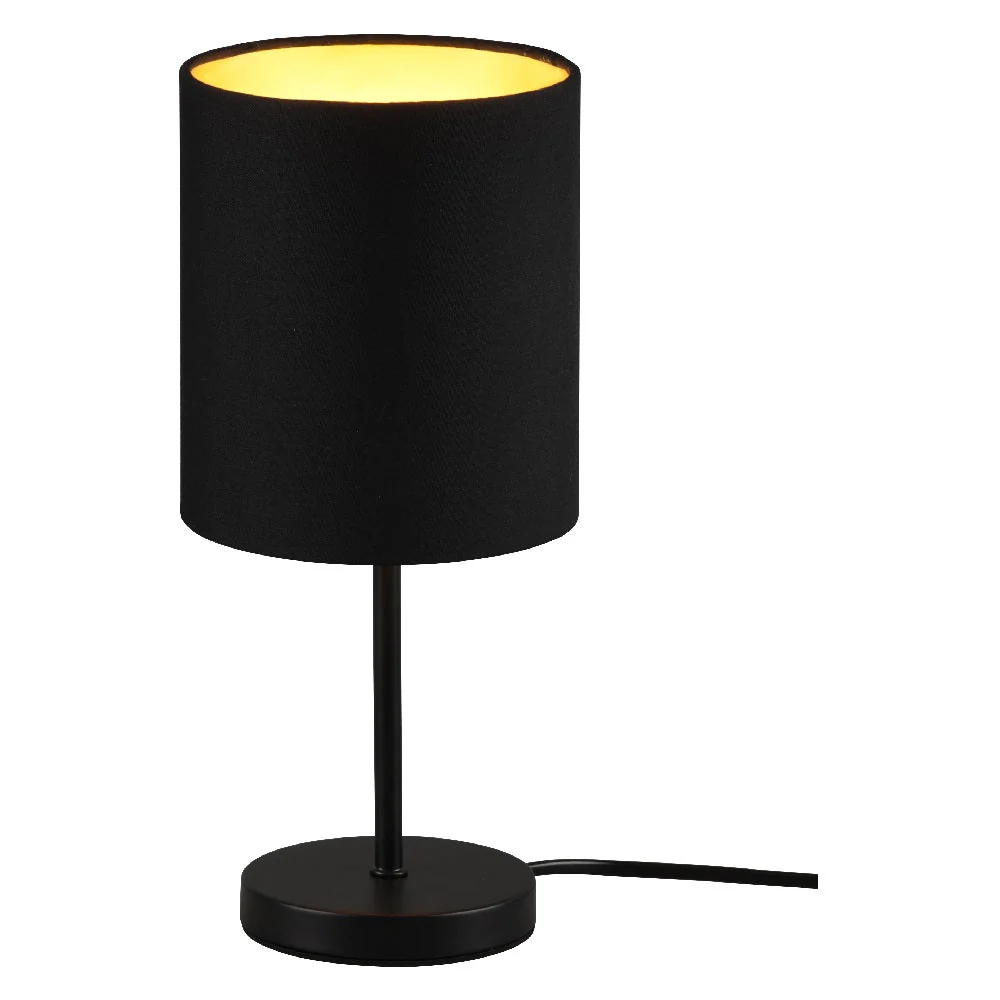 Britalia BR50491080 Matt Black Modern Stem Slimline Table Lamp with Drum Shade 28cm - Image 2