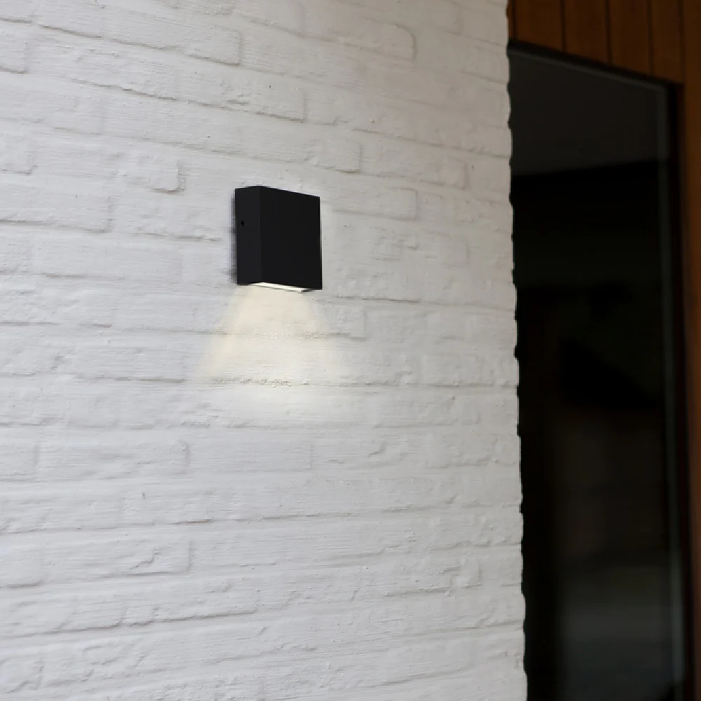 LED Matt Black Outdoor Modern Square Flush Down Wall Light - Image 2
