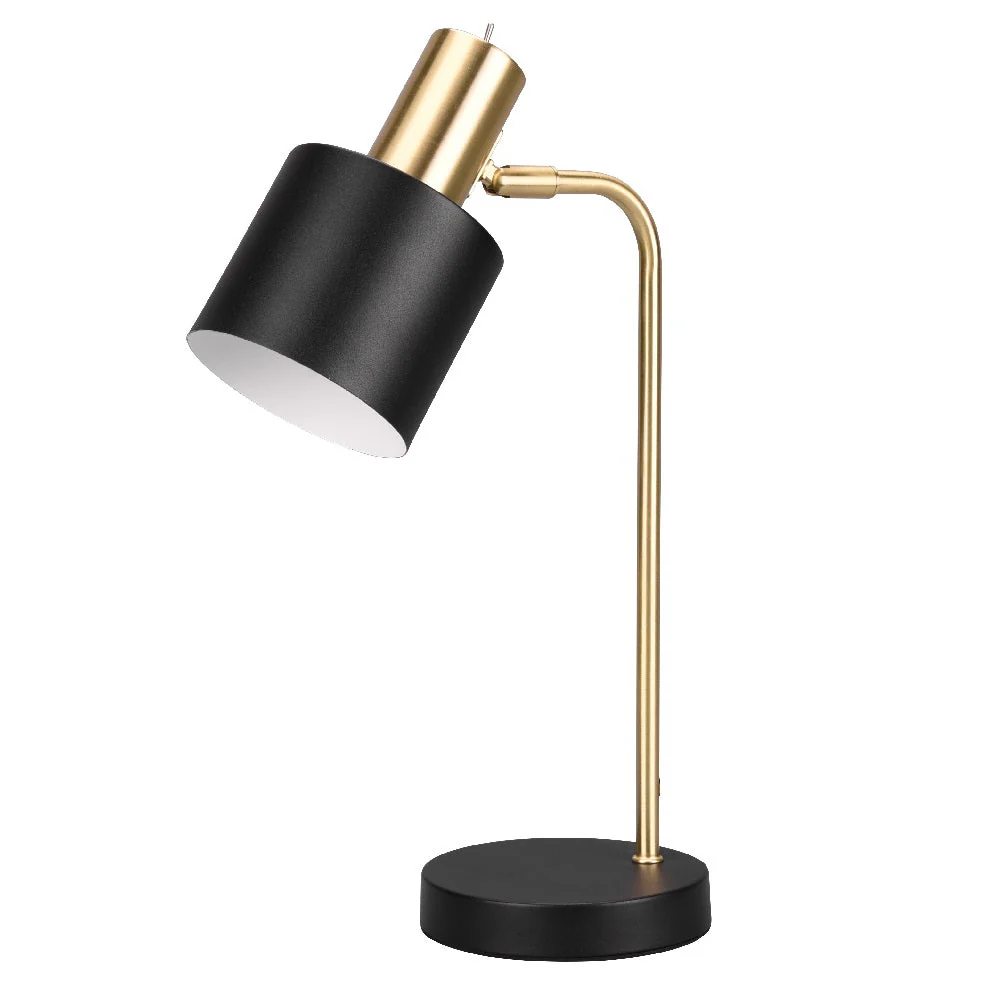 Britalia BR51041080 Matt Black & Gold Vintage Adjustable Metal Desk Table Lamp 43cm