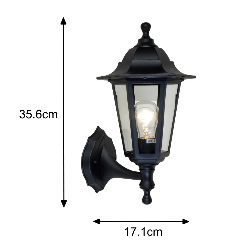 Britalia BR5112605346 Black Outdoor Vintage Coach Up Lantern Wall Light - Image 5