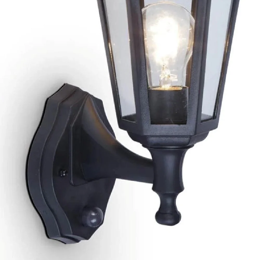 Britalia BR5112606346 Black Outdoor Vintage Coach Up Lantern Wall Light with PIR - Image 2