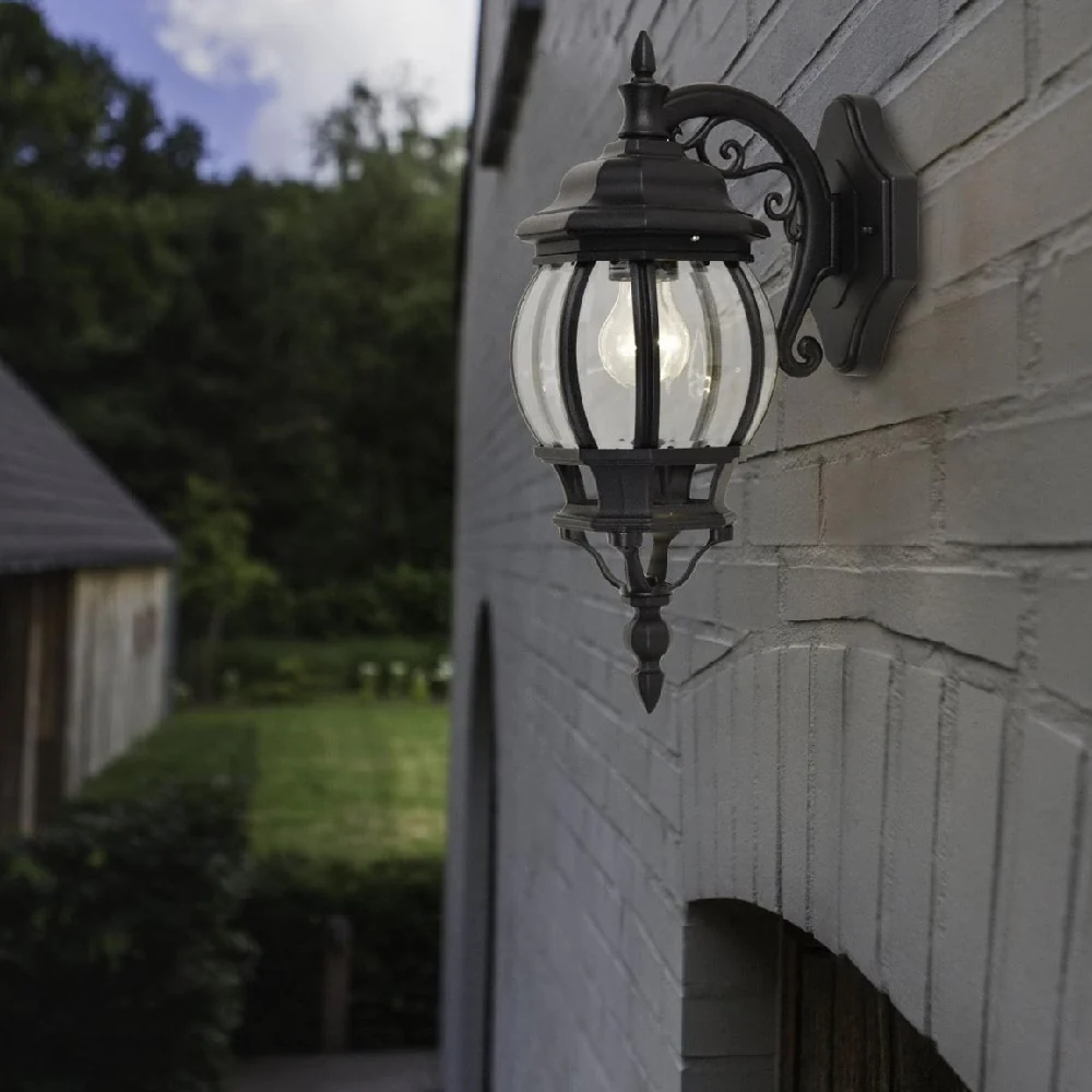 Britalia BR5120202012 Black & Clear Glass Outdoor Vintage Coach Down Lantern Wall Light - Image 3