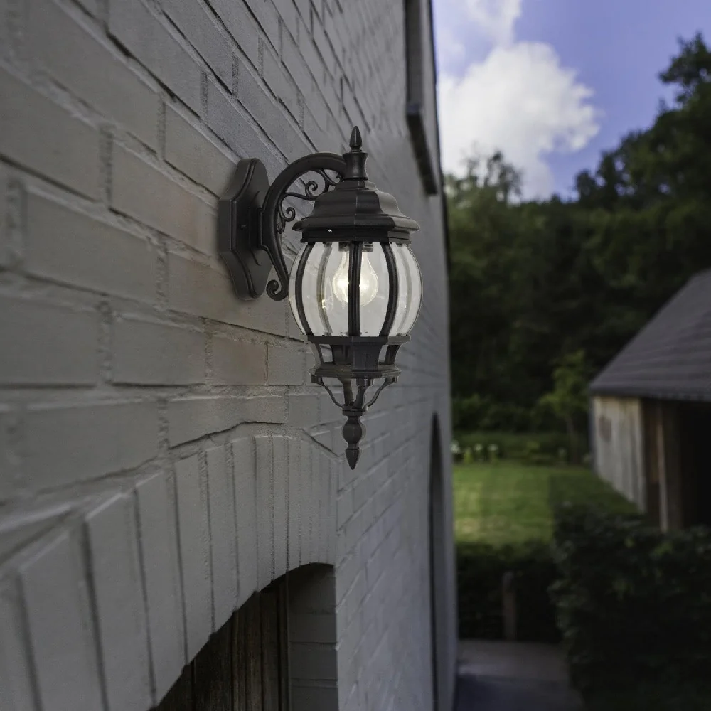 Britalia BR5120202012 Black & Clear Glass Outdoor Vintage Coach Down Lantern Wall Light - Image 4