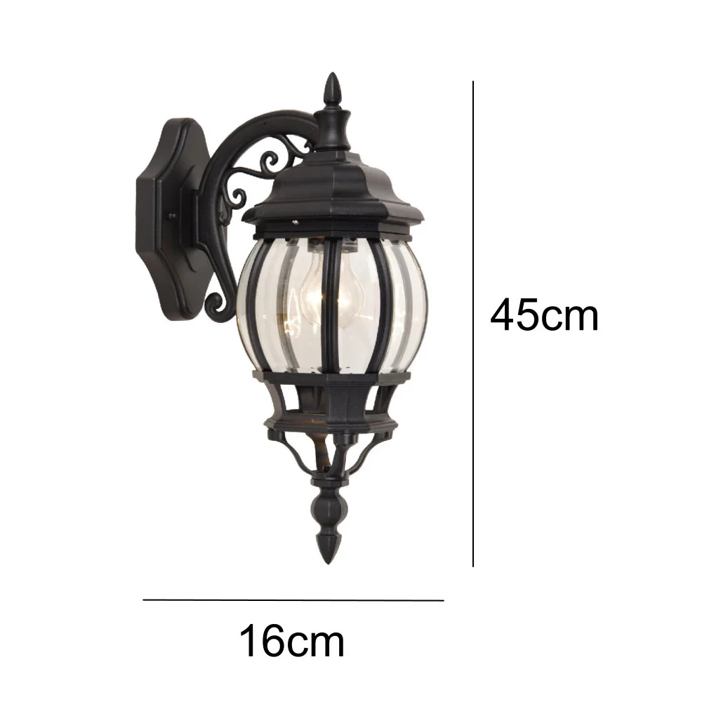 Britalia BR5120202012 Black & Clear Glass Outdoor Vintage Coach Down Lantern Wall Light - Image 5