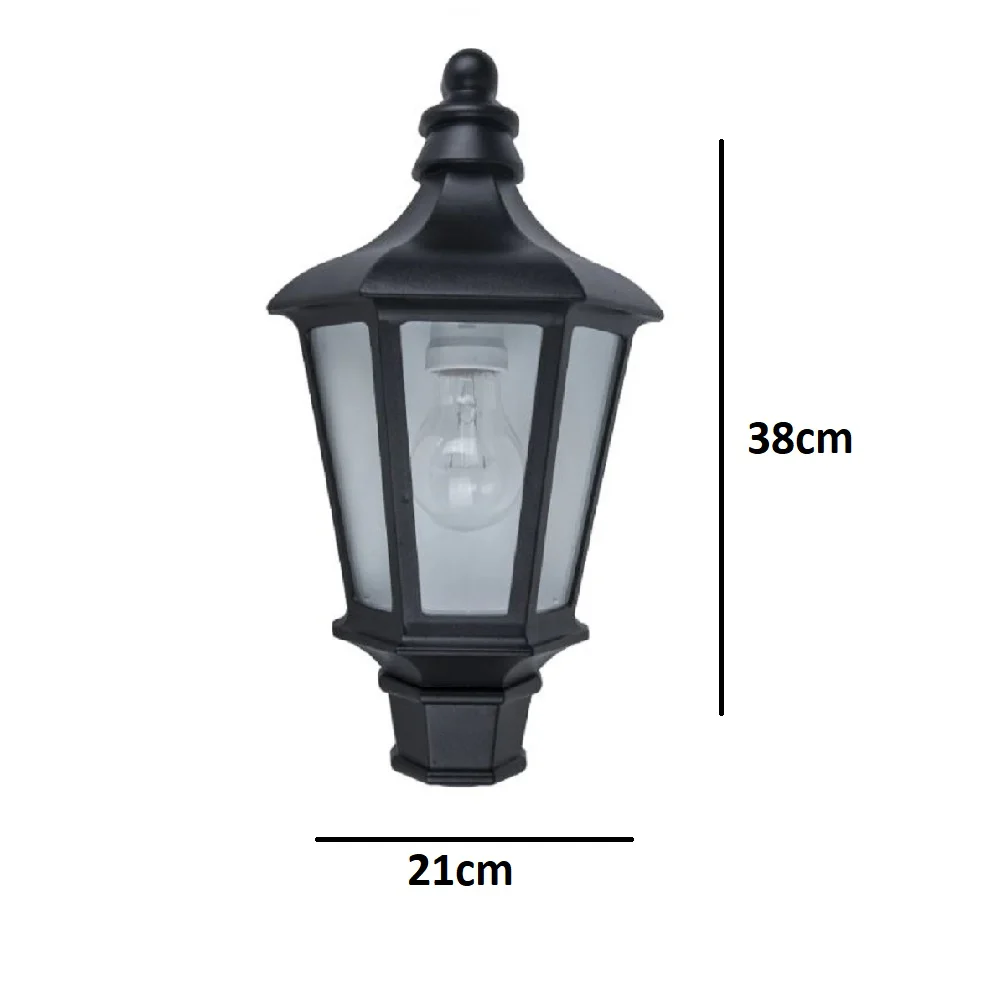 Britalia BR5180601012 Black & Clear Glass Outdoor Vintage Coach Half Lantern Flush Wall Light - Image 4