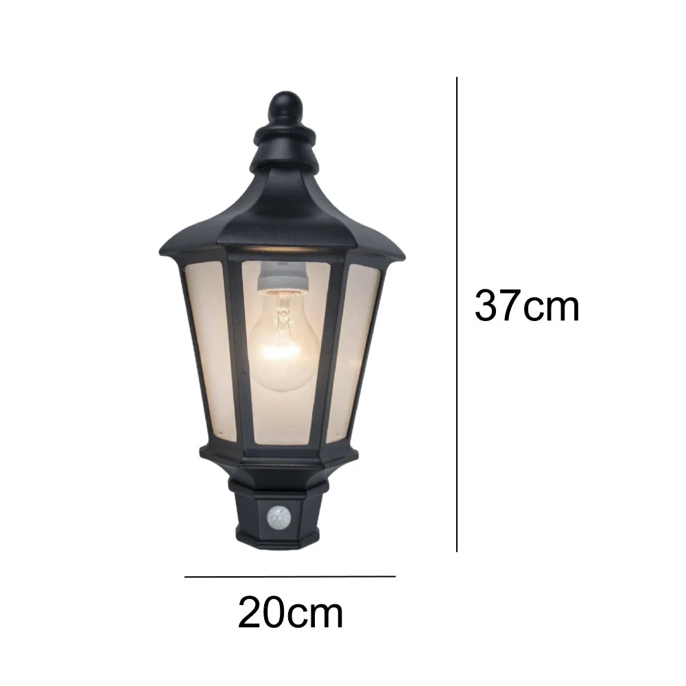 Britalia BR5180602012 Black & Clear Glass Outdoor Vintage Coach Half Lantern Flush Wall Light with PIR - Image 5