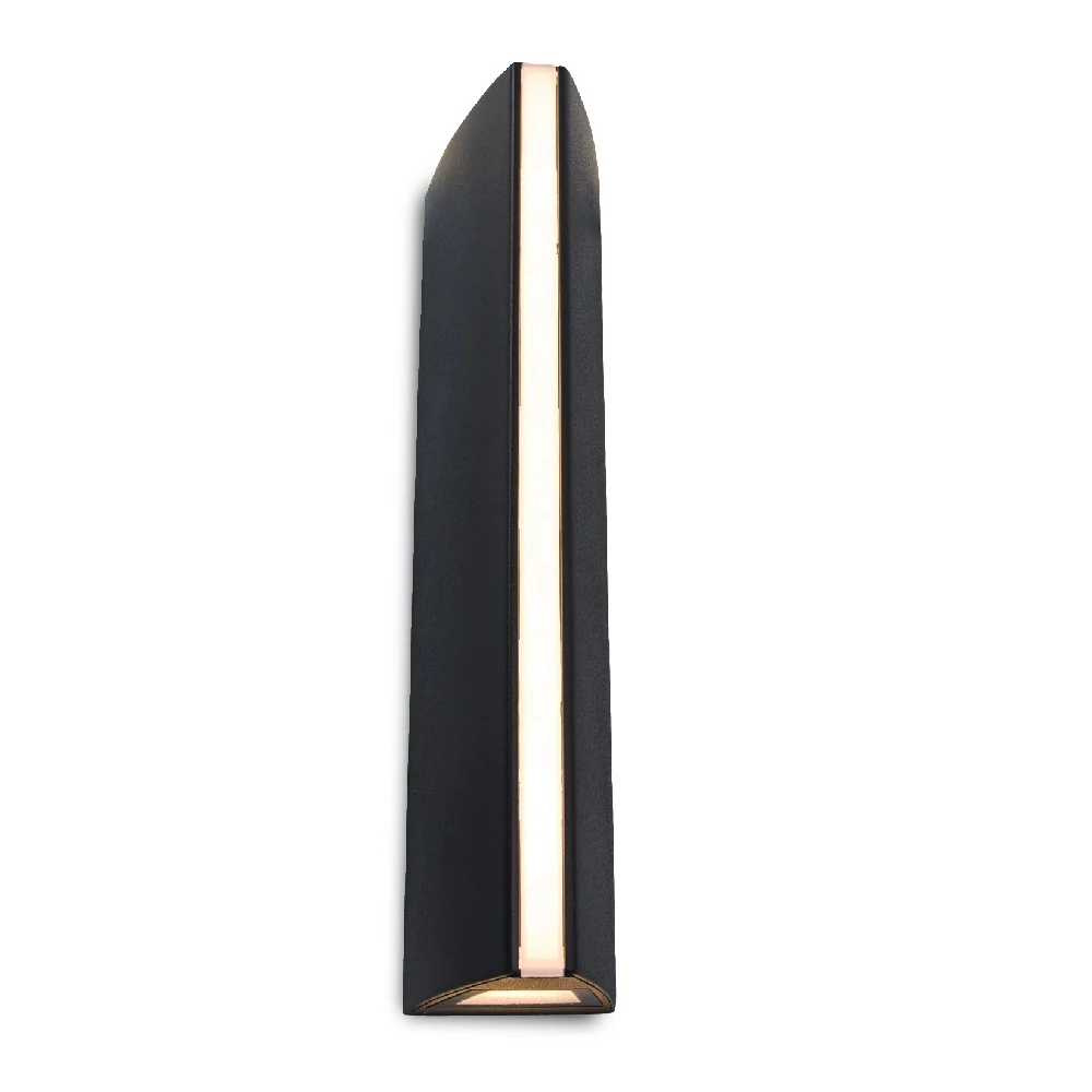 LED Matt Black Outdoor Modern Triangular Up & Down Wall Light 750lm