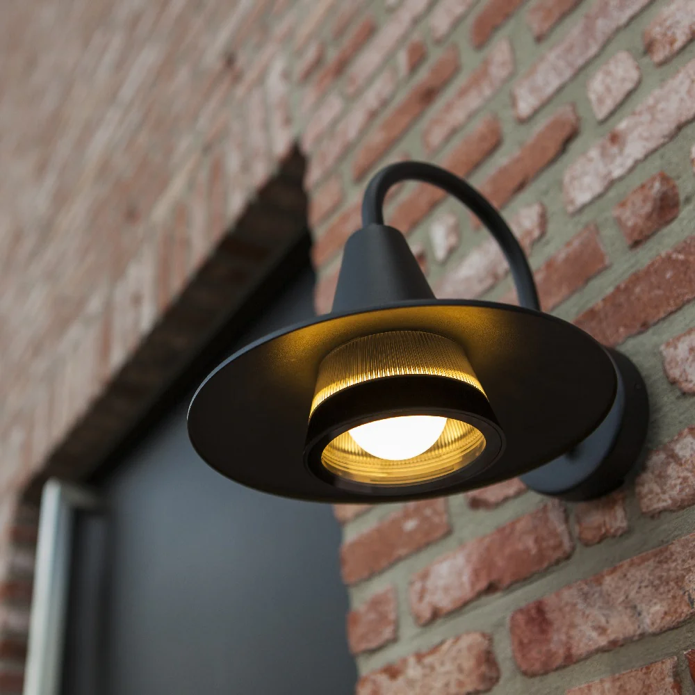 Matt Black Outdoor Modern Swan Neck Down Lantern Wall Light IP54 - Image 3