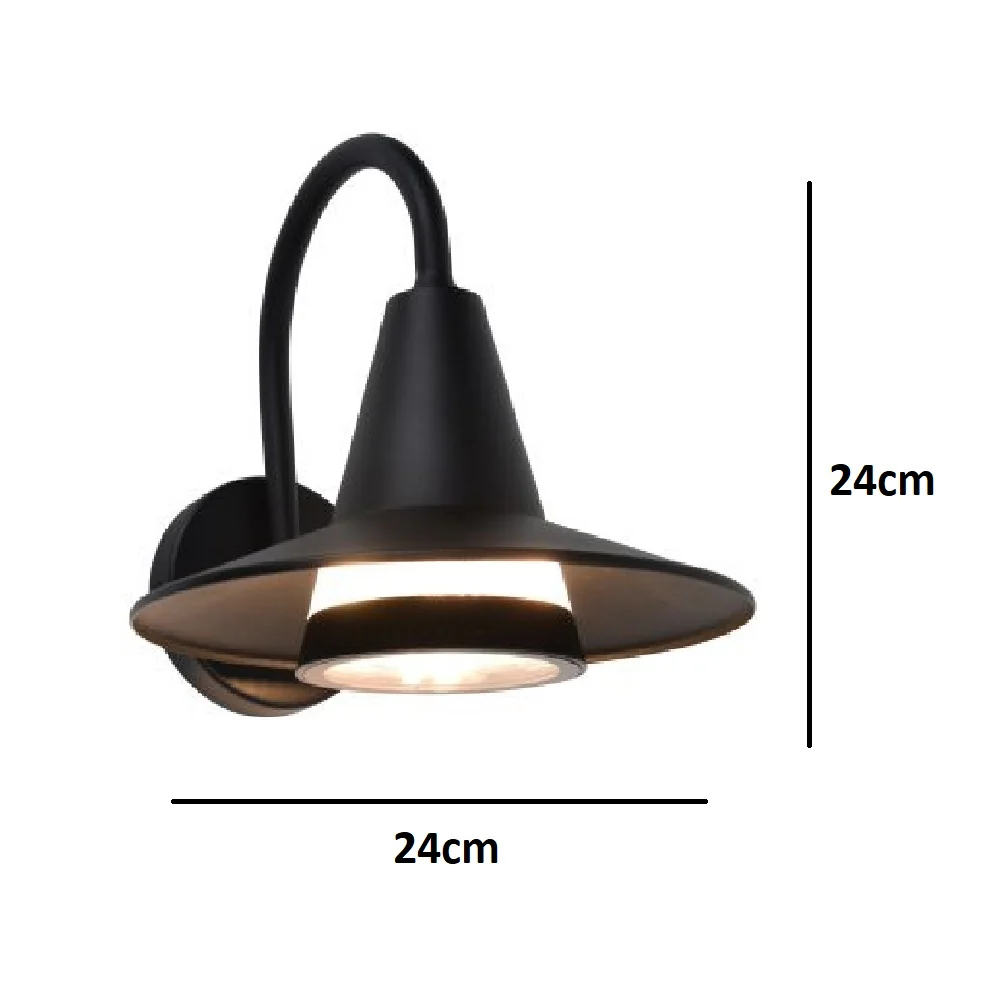 Matt Black Outdoor Modern Swan Neck Down Lantern Wall Light IP54 - Image 4