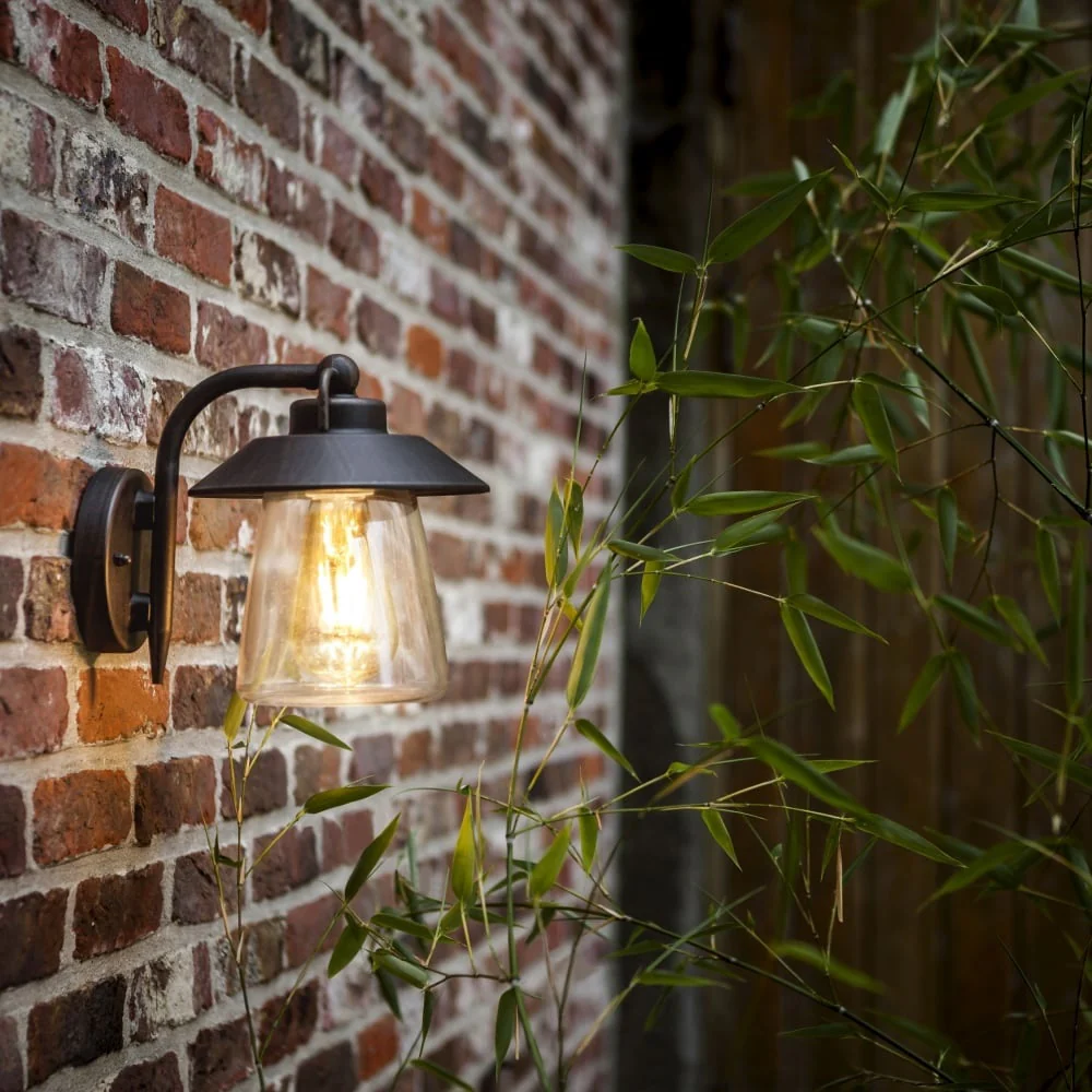 Britalia BR5264201213 Black Rust Outdoor Vintage Swan Neck Down Lantern Wall Light - Image 4