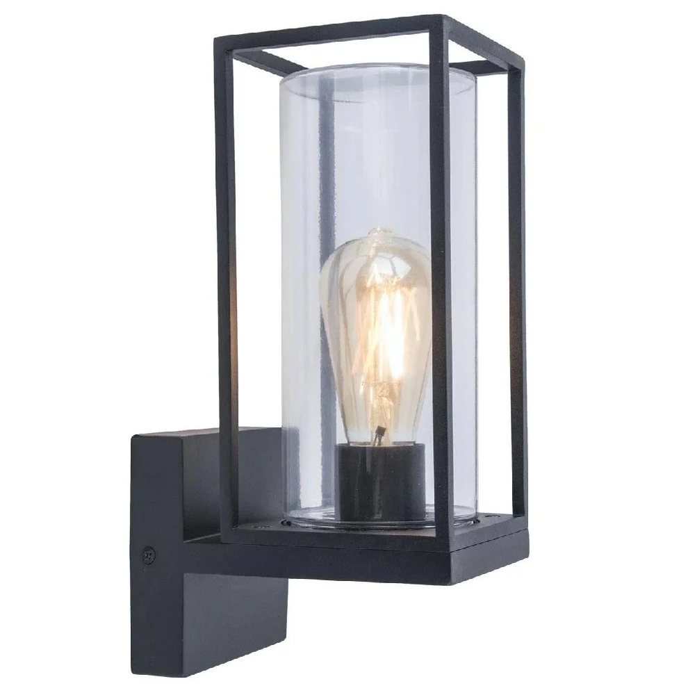 Britalia BR5288801012 Matt Black Outdoor Vintage Up Lantern Wall Light 31cm
