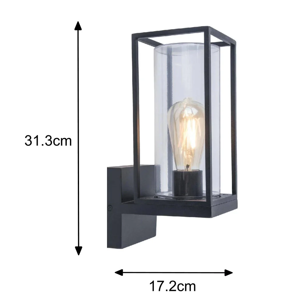 Britalia BR5288801012 Matt Black Outdoor Vintage Up Lantern Wall Light 31cm - Image 5