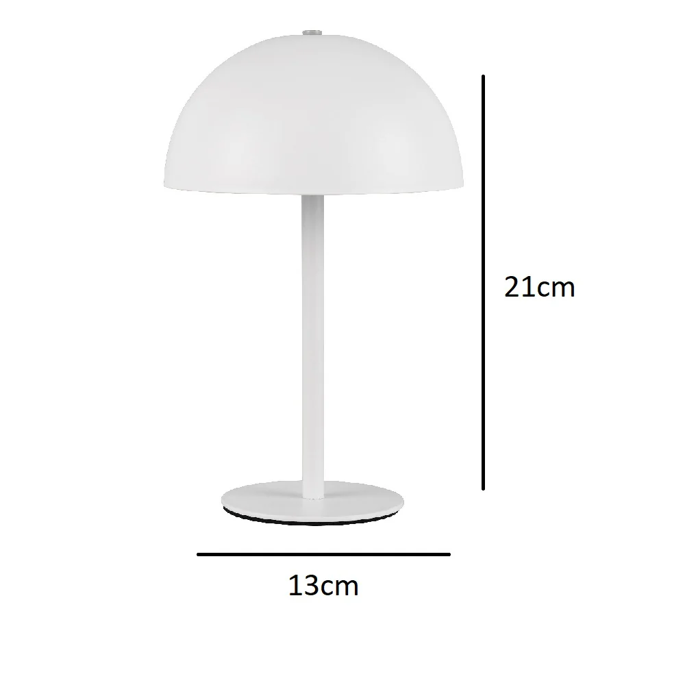 LED White Dome Shape USB Rechargeable Touch Table Lamp 21cm - Image 5