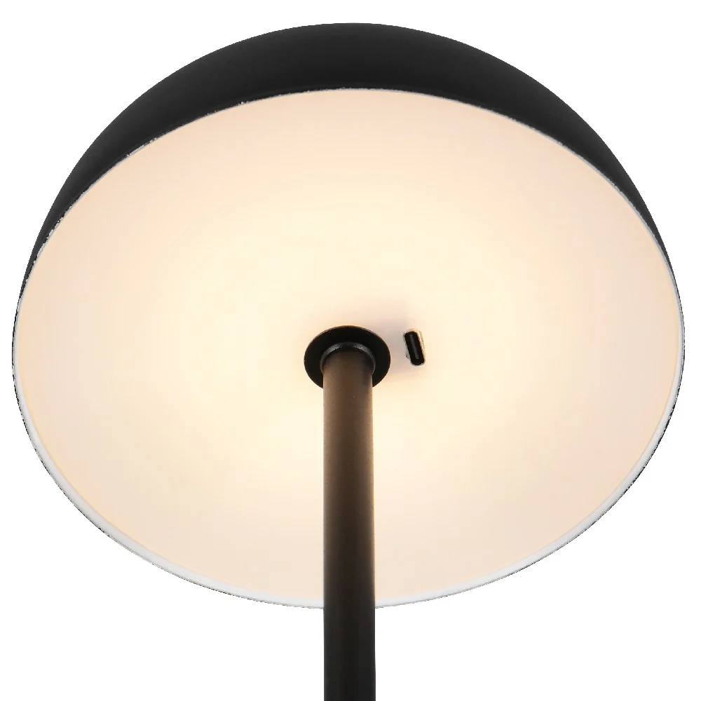 LED Black Dome Shape USB Rechargeable Touch Table Lamp 21cm - Image 3