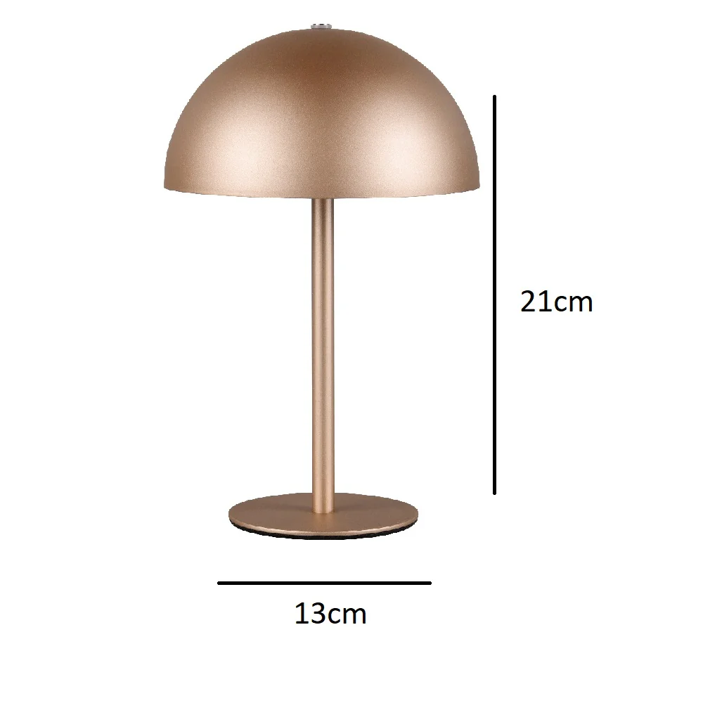 LED Copper Dome Shape USB Rechargeable Touch Table Lamp 21cm - Image 5