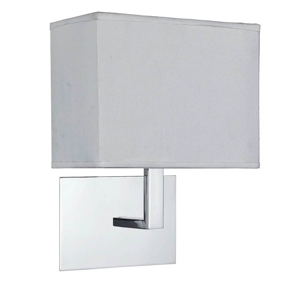 Polished Chrome Square Backplate Wall Light with Rectangular White Shade - Image 2