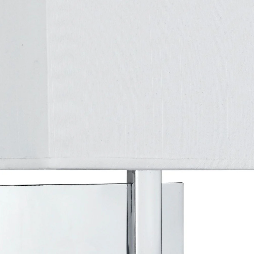 Polished Chrome Square Backplate Wall Light with Rectangular White Shade - Image 3