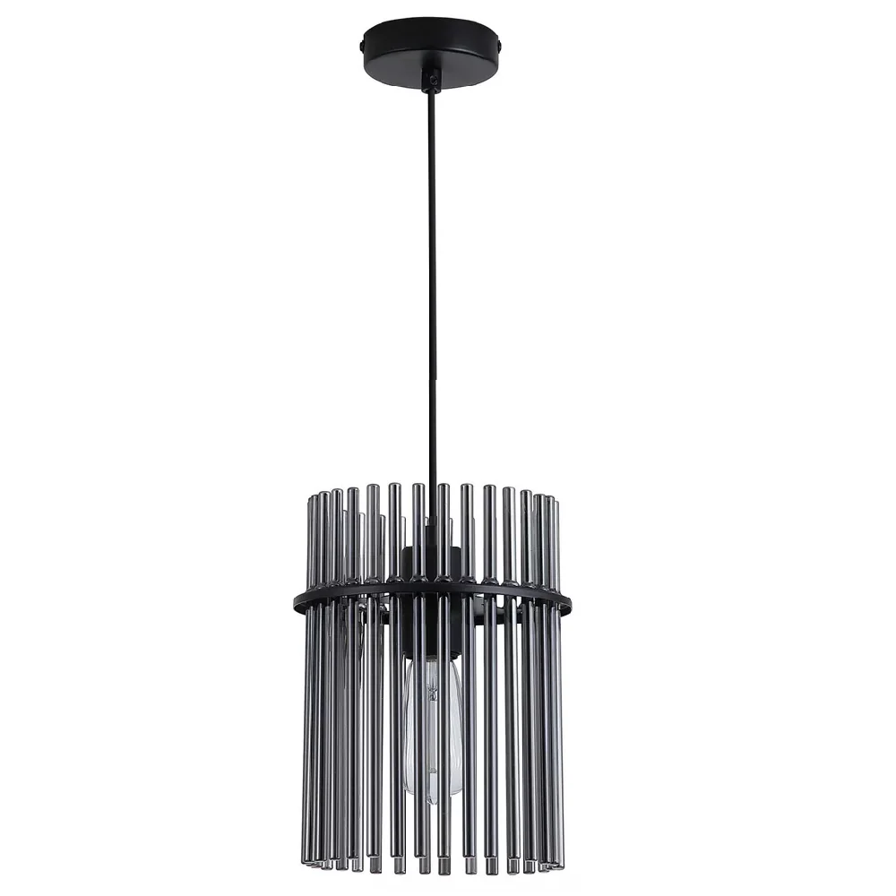 Matt Black and Smoked Glass Rods Modern Pendant Light 20cm - Image 2