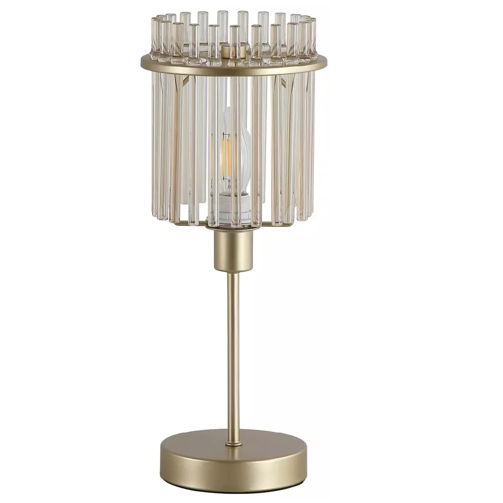 Champagne Gold Modern Table Lamp with Glass Rod Shade 37.5cm - Image 2