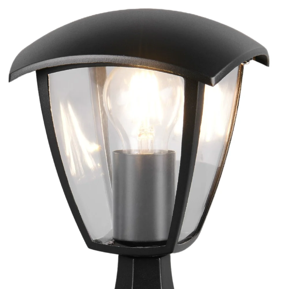 Black Outdoor Modern Lantern Pedestal Post Light with Clear Shade IP44 - Image 3