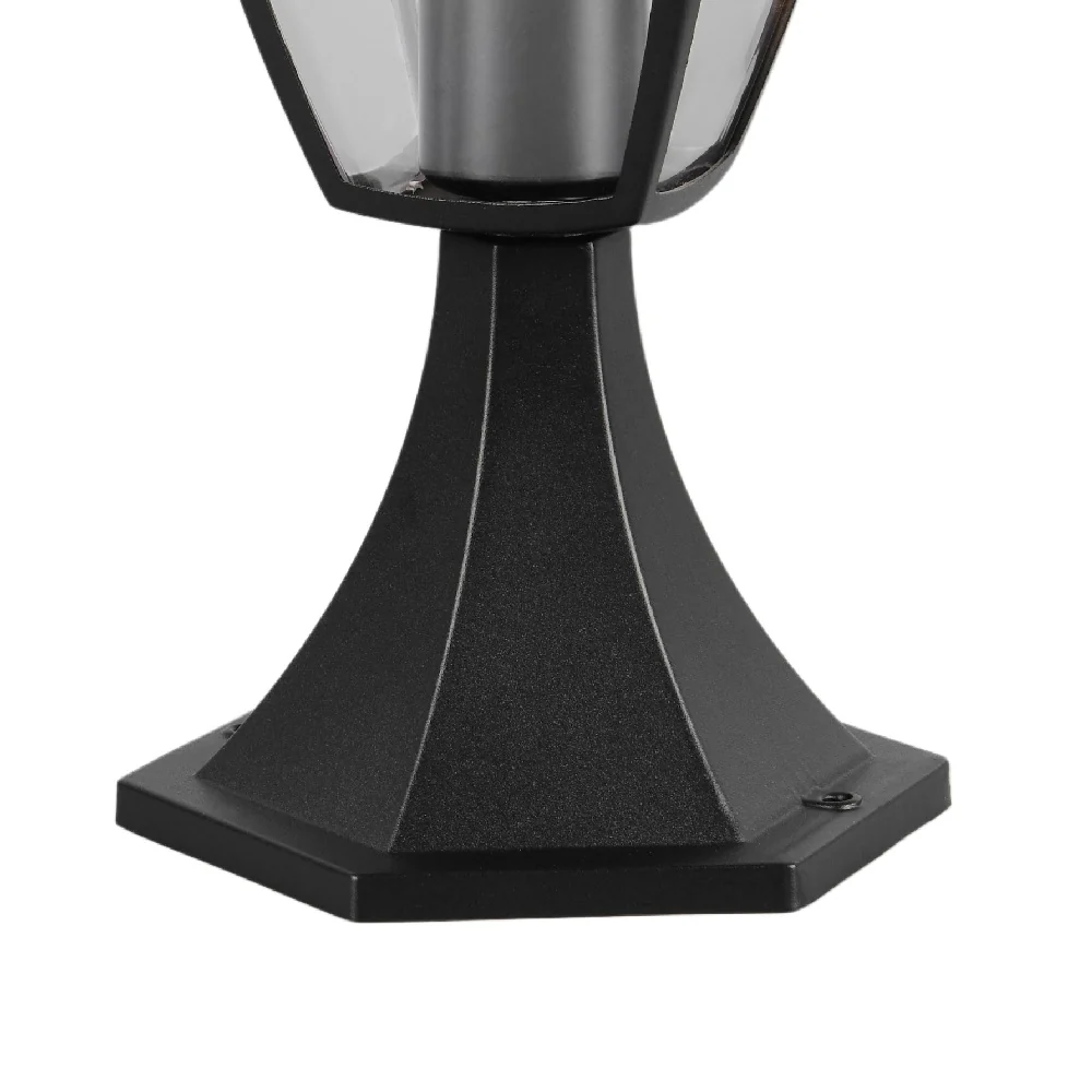Black Outdoor Modern Lantern Pedestal Post Light with Clear Shade IP44 - Image 4