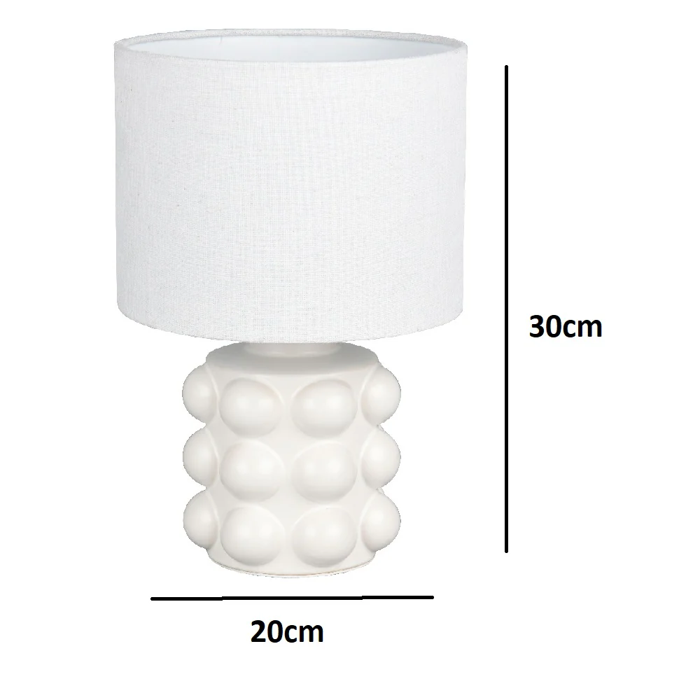 White Ceramic Modern Table Lamp with White Drum Shade 30cm - Image 4
