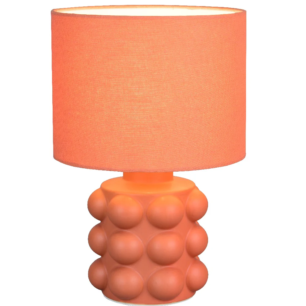 Terracotta Orange Ceramic Modern Table Lamp with Satsuma Orange Drum Shade 30cm - Image 2