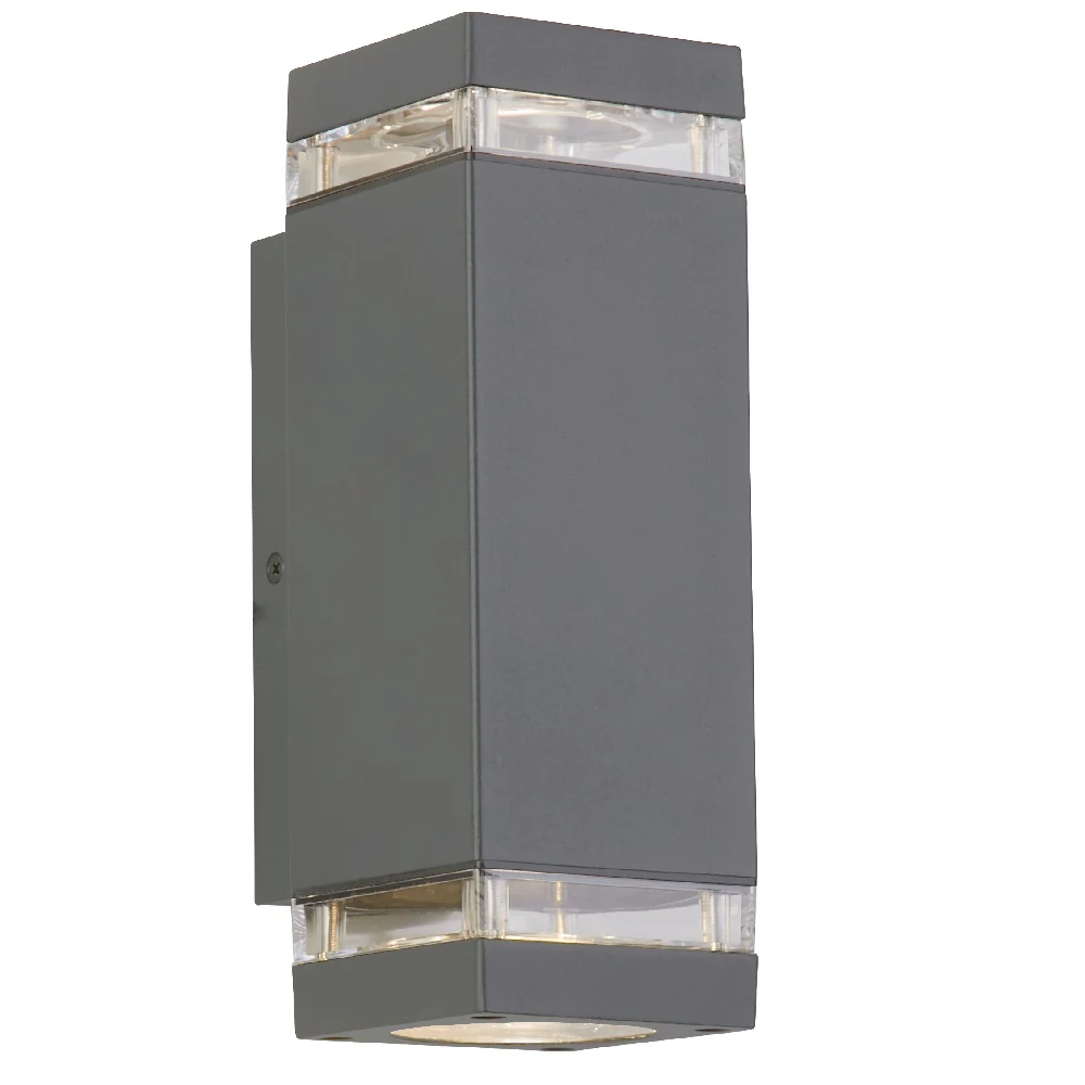 Anthracite Dark Grey Outdoor Modern Rectangular Up & Down Wall Light IP44