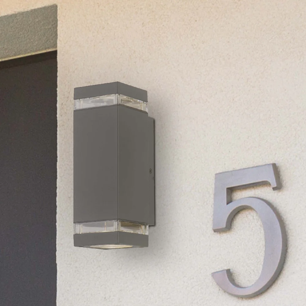 Anthracite Dark Grey Outdoor Modern Rectangular Up & Down Wall Light IP44 - Image 2