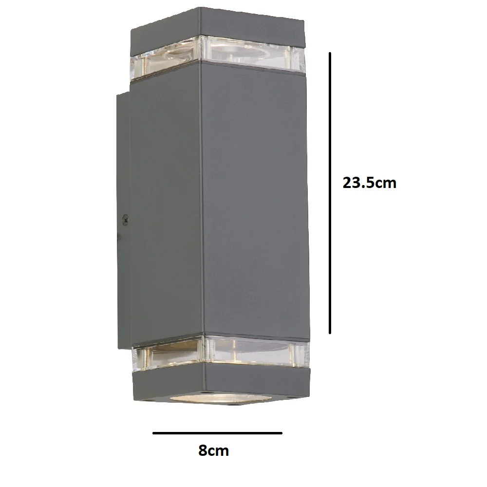 Anthracite Dark Grey Outdoor Modern Rectangular Up & Down Wall Light IP44 - Image 3